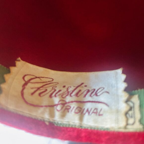 Vintage Christine Original Empress Faux Red Fur Hat with bow - Picture 6 of 6